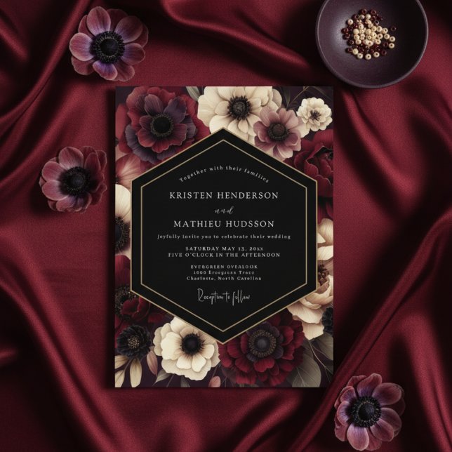 Invitación Boda Flor de Nocturno de Borgoña (Subido por el creador)