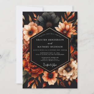 Invitación Boda Flor de Noir Naranja Quemada