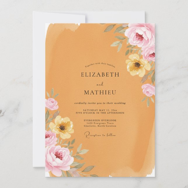 Invitación Boda Flor de Ocre (Anverso)