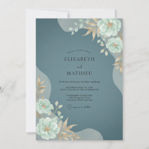 Invitación Boda Flor de Ópalo Teal