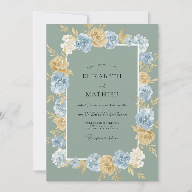 Invitación Boda Flor de Oro de Aciano (Anverso)