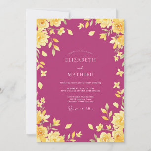 Invitación Boda Flor de Oro Magenta