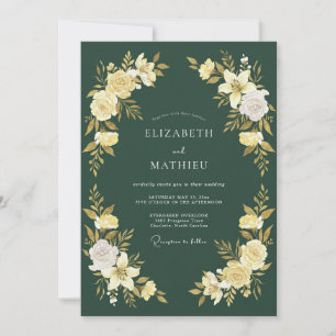 Invitación Boda Flor de Oro Verde Bosque