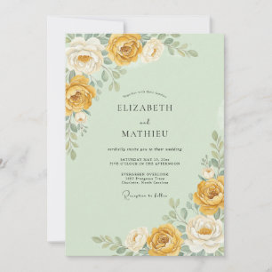Invitación Boda Flor de Oro Verde Menta