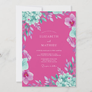 Invitación Boda Flor de Orquídea Magenta
