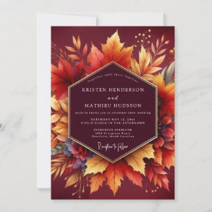 Invitación Boda Flor de Otoño Borgoña