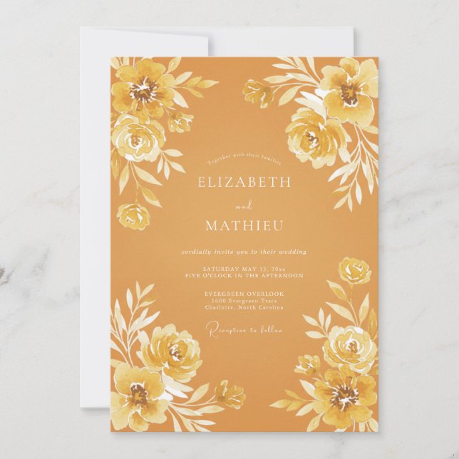 Invitación Boda Flor de Óxido Rústico (Anverso)