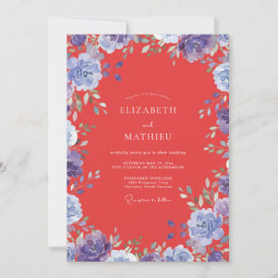 Invitación Boda Flor de Periwinkle Roja
