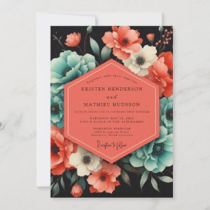 Invitación Boda Flor de Pimiento Teal