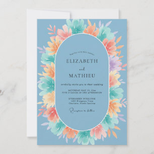 Invitación Boda Flor de Pintura Azul