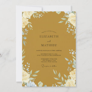 Invitación Boda Flor de Pintura Ocre