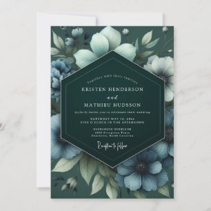 Invitación Boda Flor de Pizarra Esmeralda