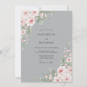 Invitación Boda Flor de Plata Pizarra