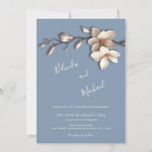 Invitación Boda Flor de Relieve Falso Magnolia Blanco Extinto