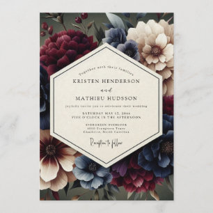 Invitación Boda Flor de Rembrandt Merlot