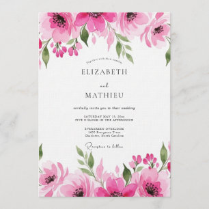 Invitación Boda Flor de Romance Fucsia