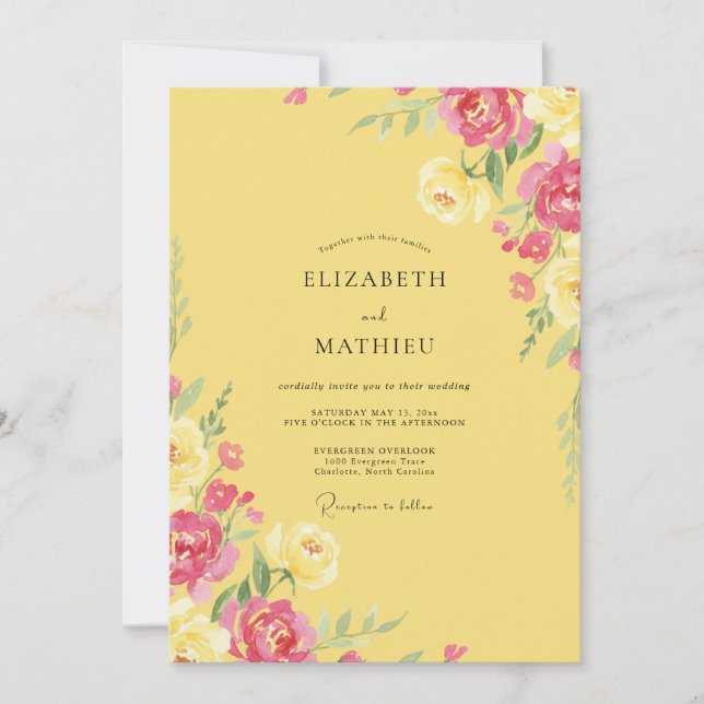 Invitación Boda Flor de Rosa Amanecer (Anverso)