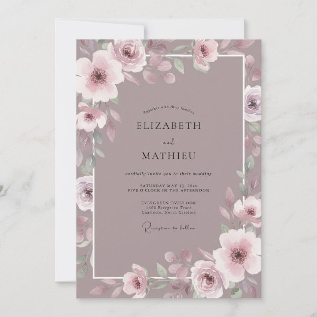 Invitación Boda Flor de Rosa Antigua (Anverso)