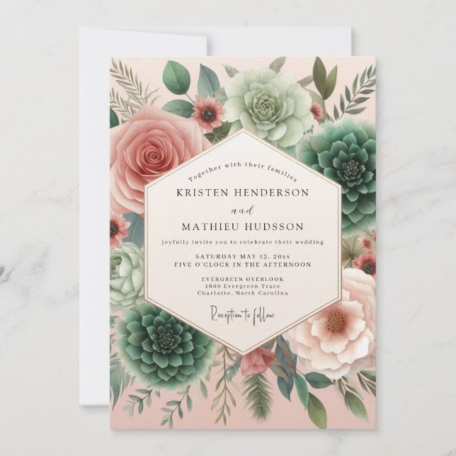 Invitación Boda Flor de Rosa Azul (Anverso)