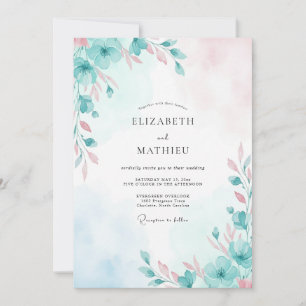 Invitación Boda Flor de Rosa Espuma de Mar