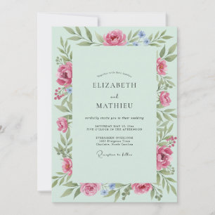 Invitación Boda Flor de Rosa Espuma de Mar