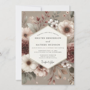 Invitación Boda Flor de Rosa Madera Silenciada