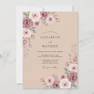 Invitación Boda Flor de Rosa Malva