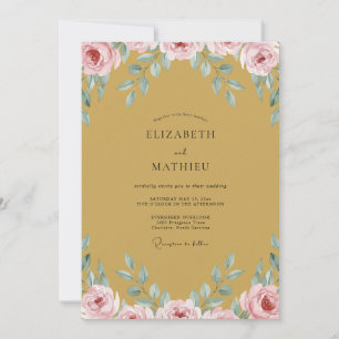 Invitación Boda Flor de Rosa Ocre