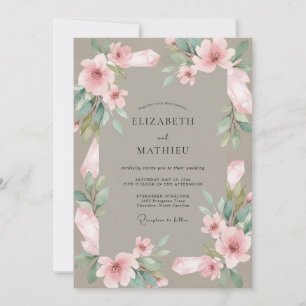 Invitación Boda Flor de Rubor Beige