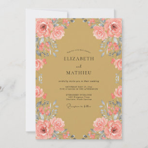 Invitación Boda Flor de Rubor Ocre