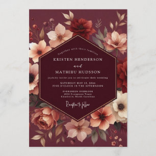 Invitación Boda Flor de Russet Granate