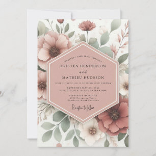 Invitación Boda Flor de Salvia de Palo de Rosa