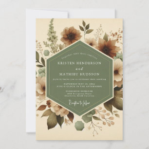 Invitación Boda Flor de Sepia Salvia
