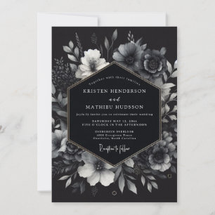 Invitación Boda Flor de Sombrío Carbón