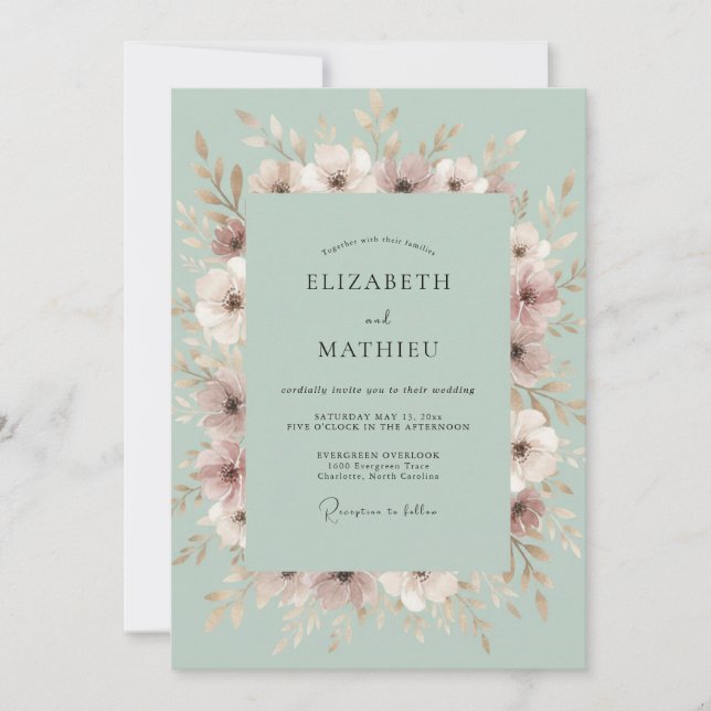 Invitación Boda Flor de Soplo de Mar (Anverso)