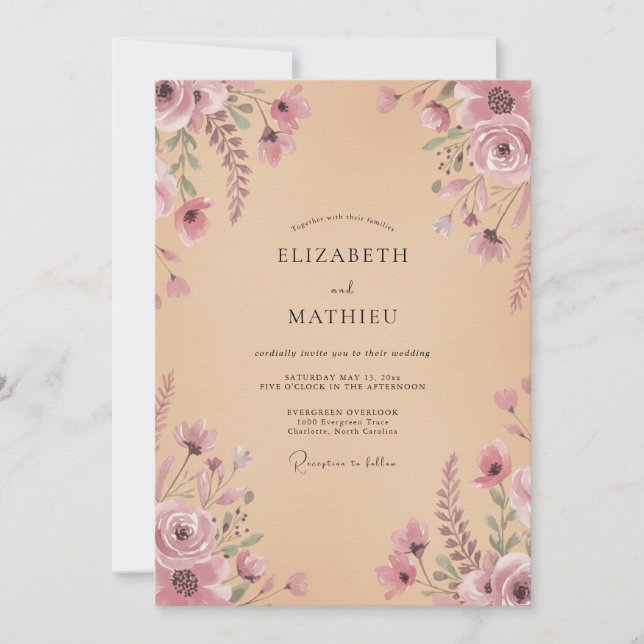 Invitación Boda Flor de Susurro Malva (Anverso)