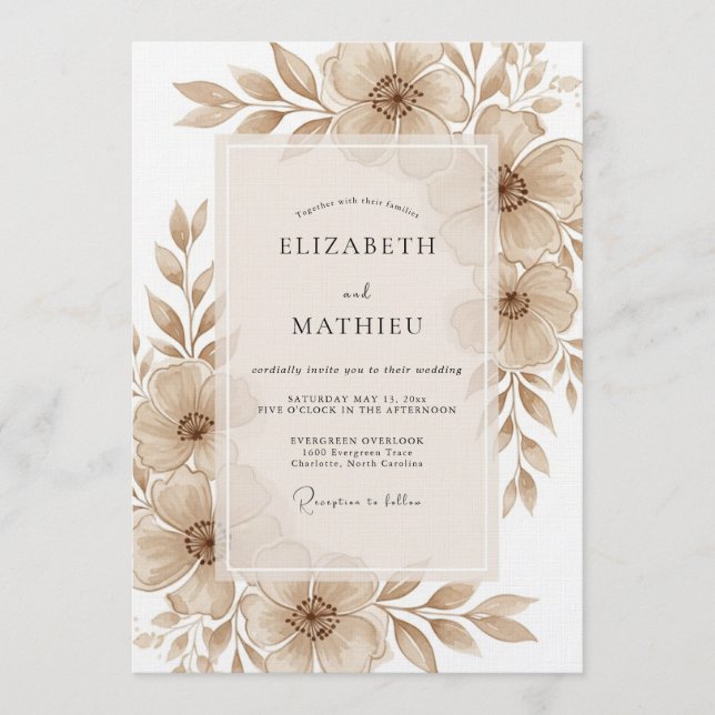 Invitación Boda Flor de Tan Artística (Anverso)