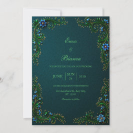 Invitación Boda Flor de Té Gilded de Medianoche