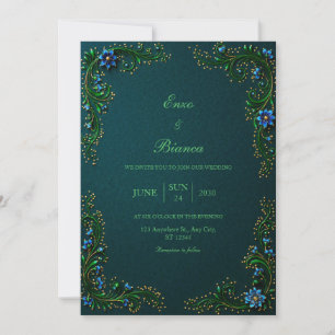 Invitación Boda Flor de Té Gilded de Medianoche