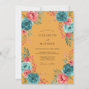 Invitación Boda Flor de Té Ocra