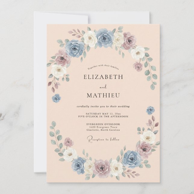Invitación Boda Flor de Tejido de Vinca (Anverso)