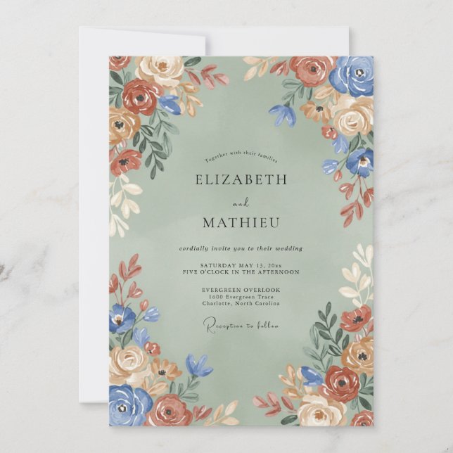 Invitación Boda Flor de Terracota de Aciano (Anverso)