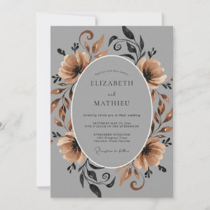 Invitación Boda Flor de Tierra Gris