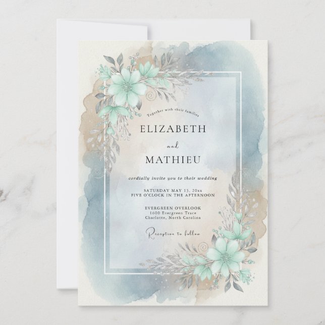 Invitación Boda Flor de Turquesa (Anverso)