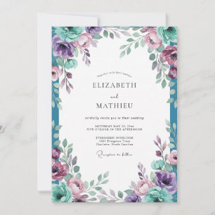 Invitación Boda Flor de Turquesa Amatista