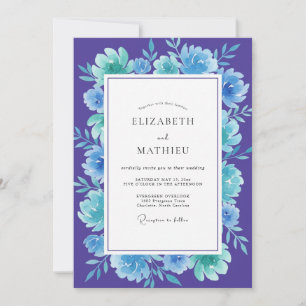 Invitación Boda Flor de Turquesa Violeta Boho