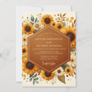 Invitación Boda Flor de Vara de Oro Rústica
