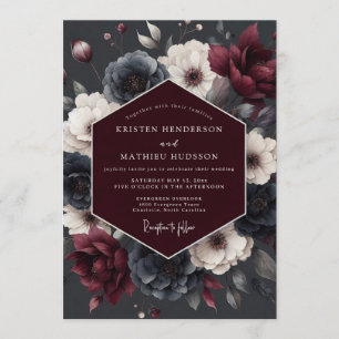 Invitación Boda Flor de Vespera de Pizarra de Borgoña