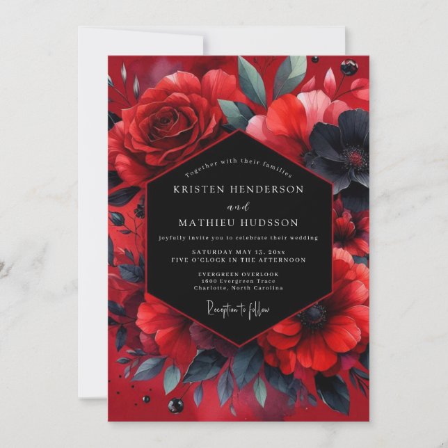 Invitación Boda Flor de Vesperal Rubí (Anverso)
