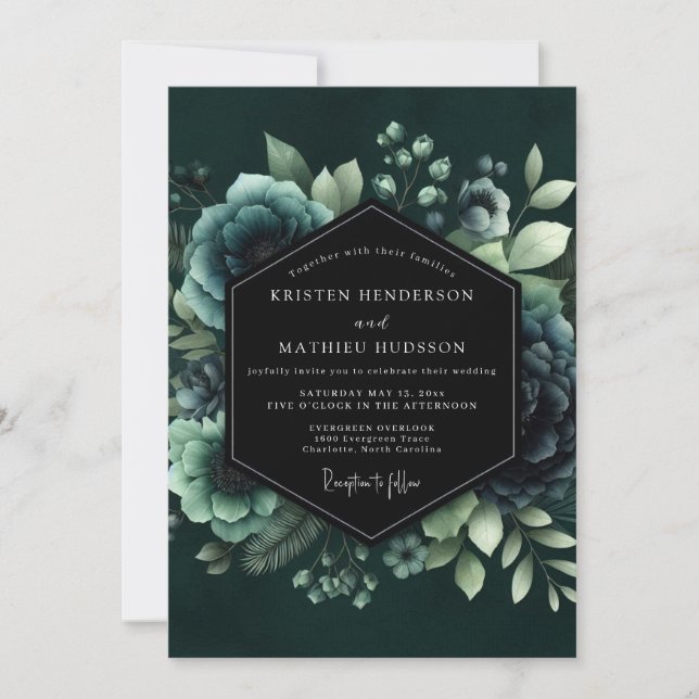 Invitación Boda Flor de Véspero Turquesa (Anverso)